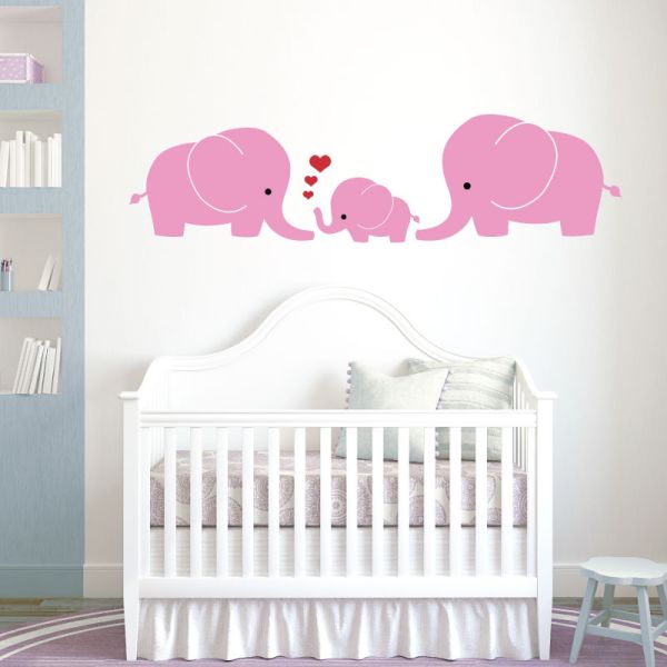 Wall Designer Elephant Family Mum Dad Baby Baby Nursery Wall Art Sticker