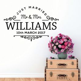 Wall Designer  Mr & Mrs Just Married Family Name Wedding Date