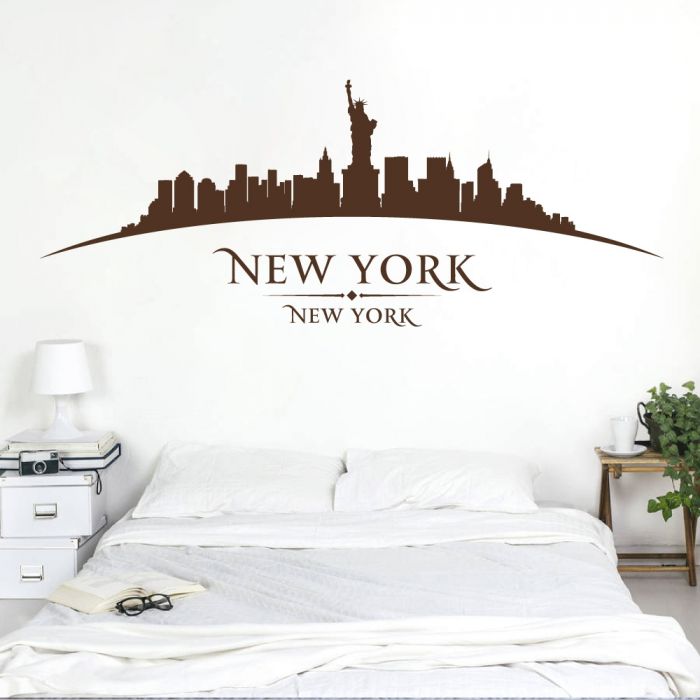 New York Usa City Skyline Statue Of Liberty Bedroom Living Room Wall Art Sticker