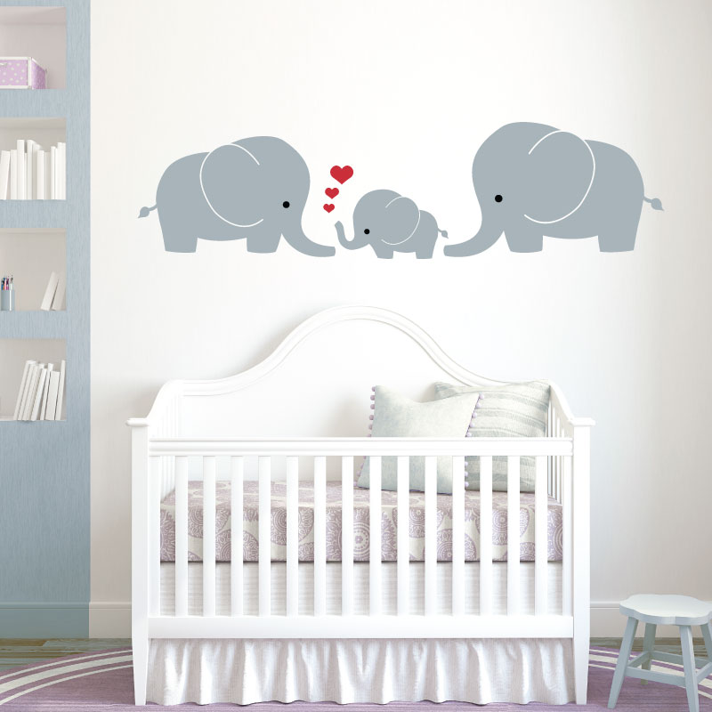 Elefante Familia Mama Papa Bebe Guarderia Bebes Adhesivo Pared Ebay